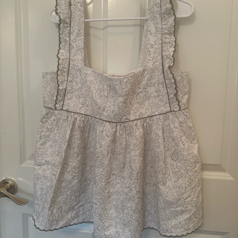 Maeve White Cream Floral Embroidered Sleeveless Top